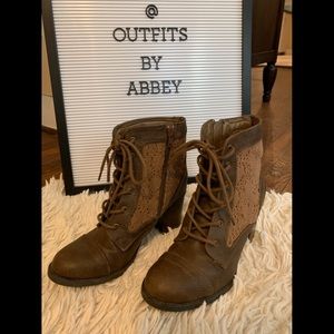 Brown Booties with Light Brown Detail
